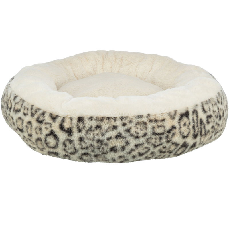 Trixie Hondenmand Leo Soft Rond Pluche Creme / Panterprint 50 Cm