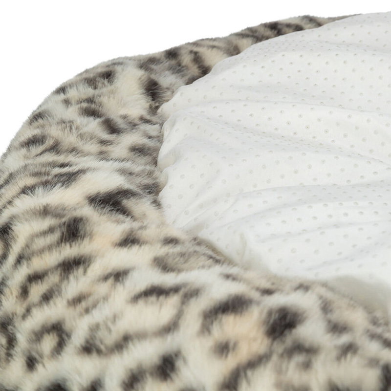 Trixie Hondenmand Leo Soft Rond Pluche Creme / Panterprint 50 Cm - Afbeelding 2