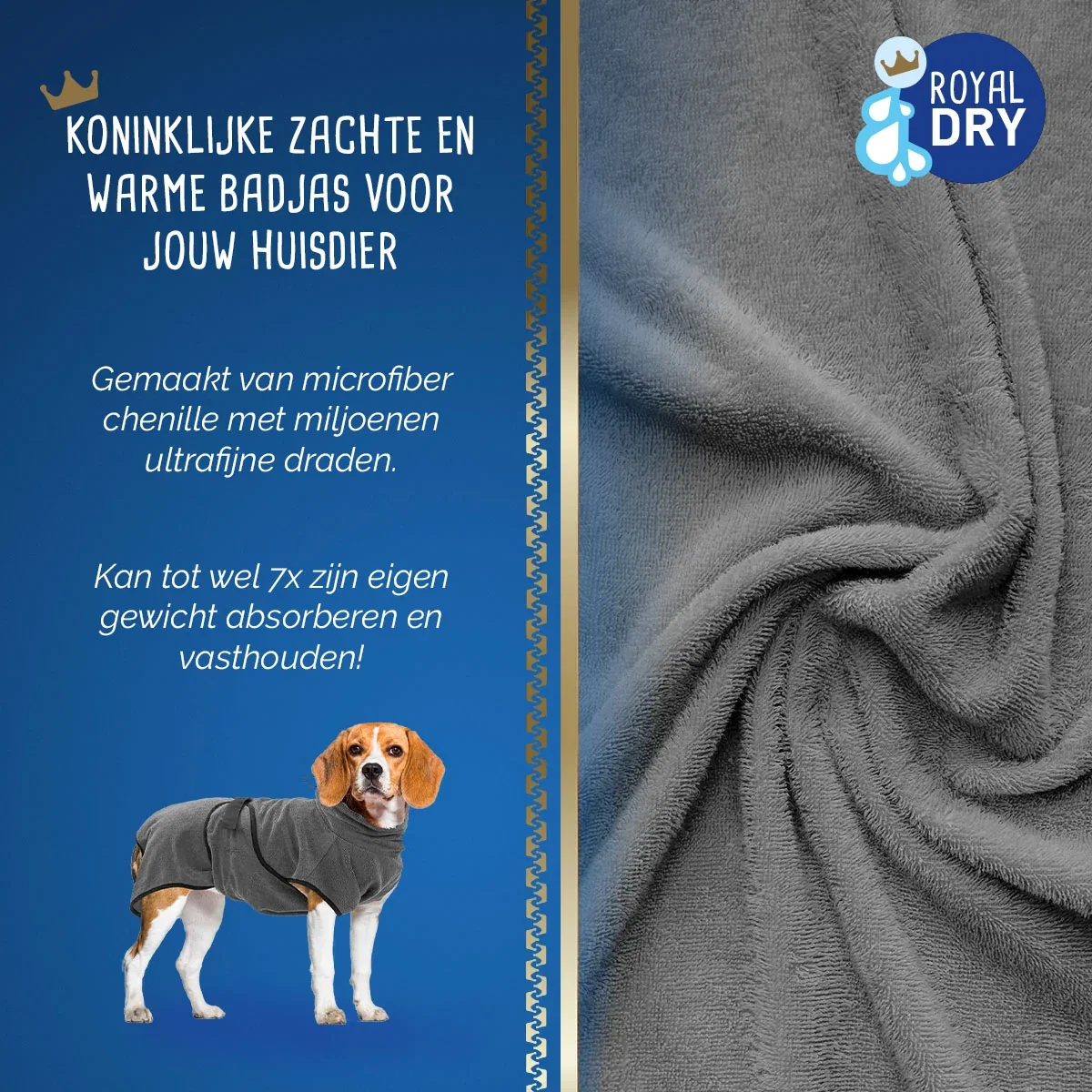 Royal Dry Badjas Voor Honden M - Afbeelding 2