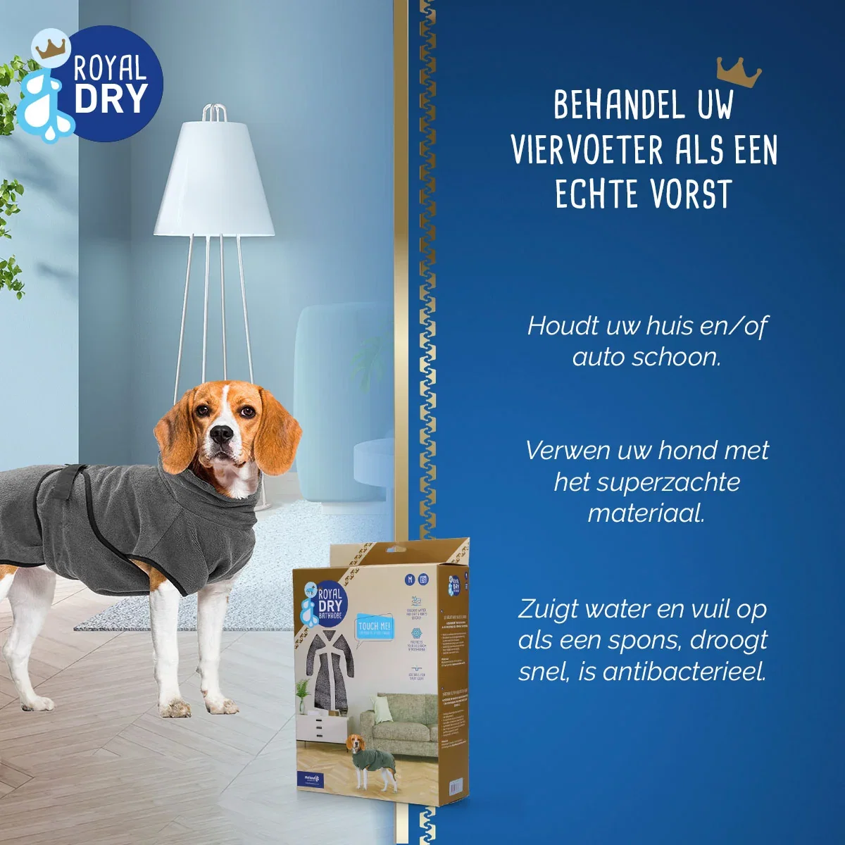 Royal Dry Badjas Voor Honden M - Afbeelding 4
