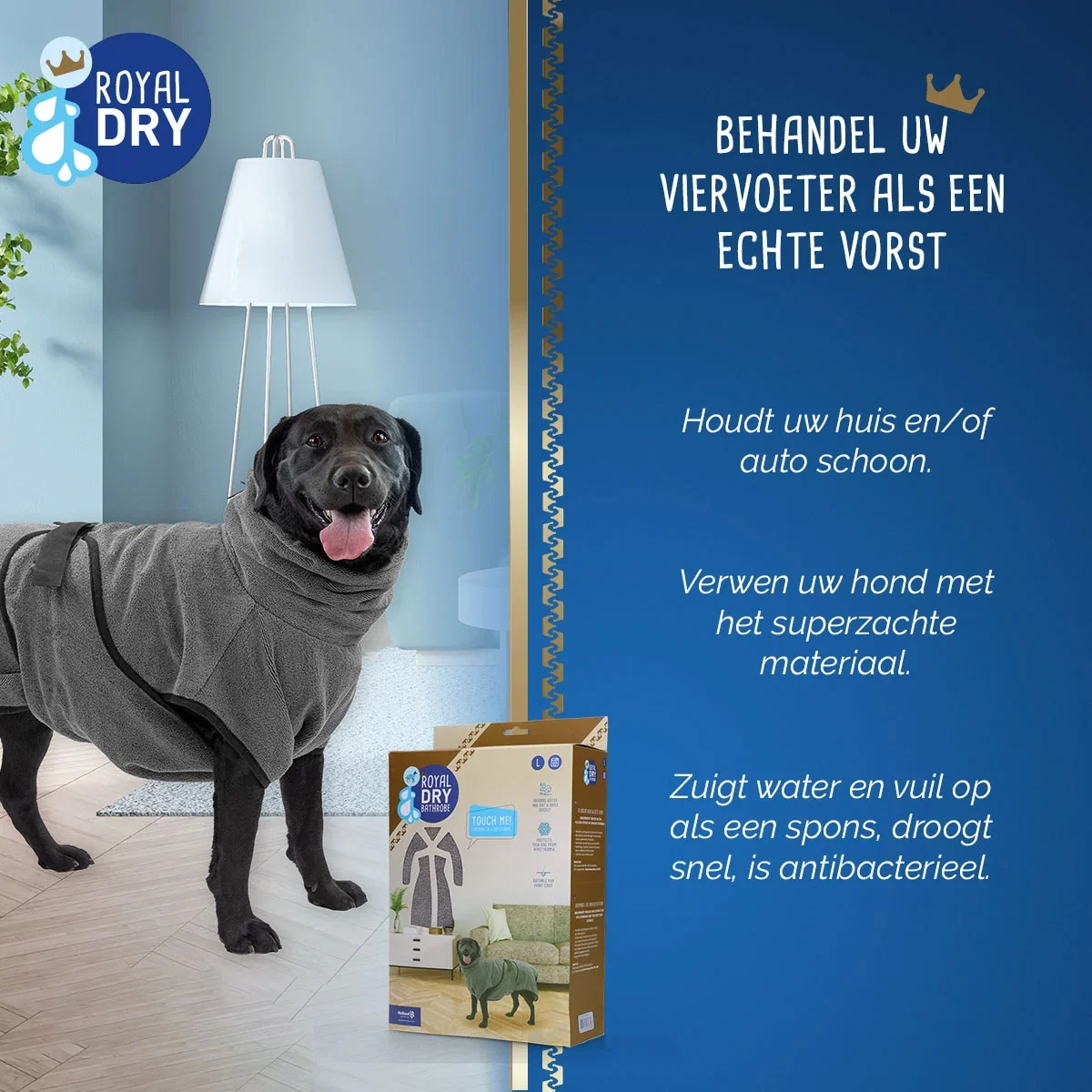 Royal Dry Badjas Voor Honden L - Afbeelding 4